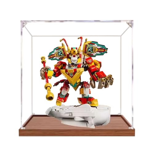 Figures Display Box für LE-GO für 80051 Monkiie Mecch Acryl staubdicht transparent benutzerdefinierte Vitrine (kein Modell) (Holz + 2 mm) von SUNHON