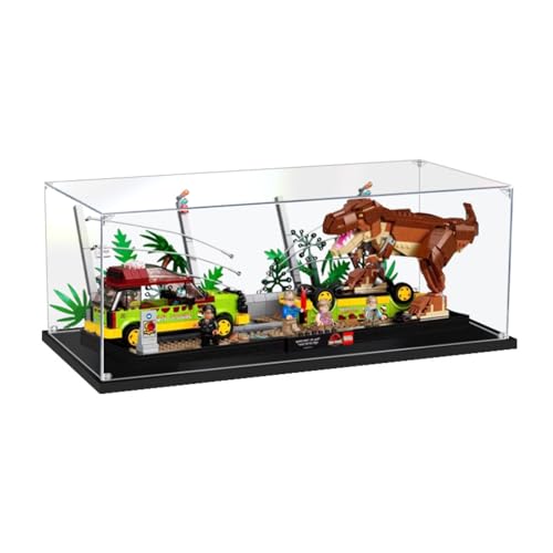 Figures Display Box für LEGO 76956 für Jurassiic World T.r-ex Acryl staubdicht transparent benutzerdefinierte Vitrine (kein Modell) (schwarz + 2 mm) von SUNHON