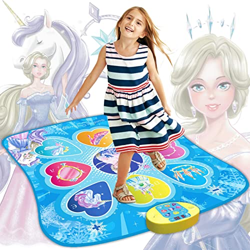 SUNLIN Tanzmatte, Geschenkspielzeug für Mädchen 3 4 5 6 Jahre, Thema Frozen, Tanzmatte mit 7 Modi, 5 Schwierigkeits Stufen, 9 integrierte Musik, Geschenke zum Geburtstag für Kinder von 3-12 Jahren von SUNLIN