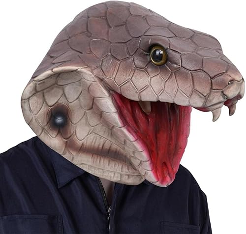 SUNNEE Snake Mask, Cobra Head Animal Latex Full Head Halloween Realistic Masks Cobra Head Mask Snake Face Cover von SUNNEE