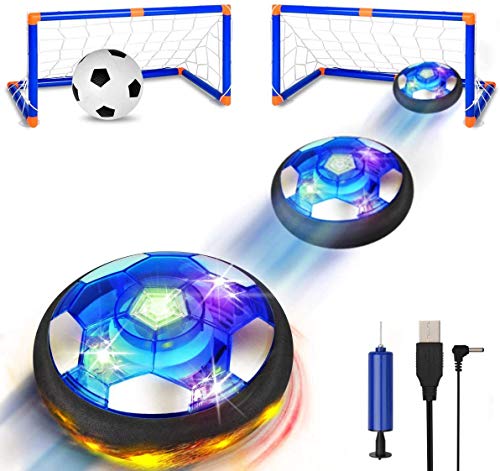 SUNNOW Air Power Fußball - Wiederaufladbar Hover Fussball Indoor Fußball mit 2 Tore LED-Licht Schaum Stoßstangen Schwebender Fussball Kinderspielzeug Geschenk für 3 4 5 6 7 8 9 10 Kinder Innen Außen von SUNNOW