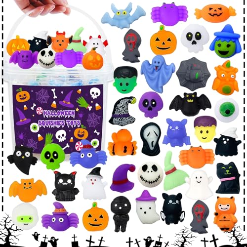 SUNPROUND Halloween-Partygeschenke, 120 Stück Quetsch-Spielzeug für Kinder, Mochi-Quetsch-Großpackung, Kawaii-Mini-Quetschspielzeug für Halloween-Leckereien, Goodie-Tütenfüller für Jungen und Mädchen von SUNPROUND