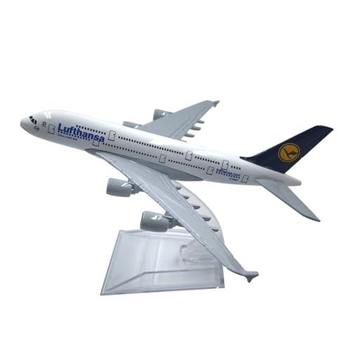 SUNSK Flugzeug Modell Legierung Airbus A380 Lufthansa Flugzeug Metallmodell 1/400 Skala Diecast Flugzeugmodell mit Ständer Miniaturmodelle Sammlung Geschenk von SUNSK