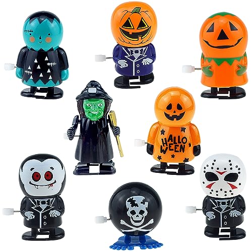 SUNSK Halloween Aufziehspielzeug Wind Up Spielzeug Kinder Aufziehspielzeug Kürbis Ghost Skull Pirat Hexe für Halloween Party Kinder Geschenk Goody Bag 8 Stück von SUNSK