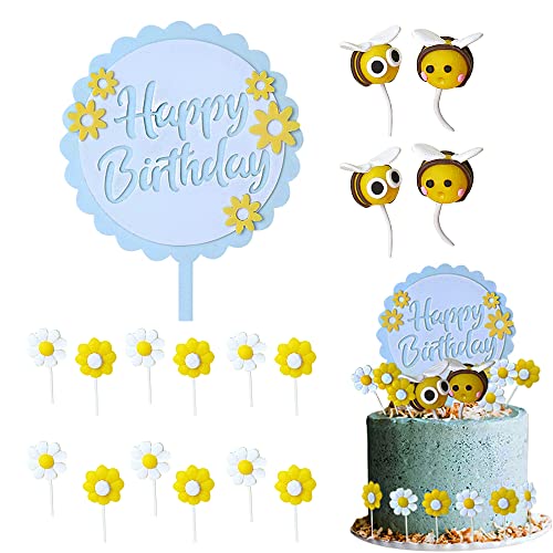 SUNSK Tortendeko Gänseblümchen Biene Kuchen Topper, Mini Biene Dekoration, Harz Daisy Gänseblümchen Blumen Kuchen Deckel, Cupcake Topper für Geburtstag Party Dekorationen 17 Stück SUNSK Tortendeko Gänseblümchen Biene Kuchen Topper, Mini Biene Dekoration, Harz Daisy Gänseblümchen Blumen Kuchen Deckel, Cupcake Topper für Geburtstag Party Dekorationen 17 Stück von SUNSK