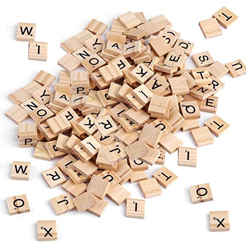 SUNSK Scrabble Buchstaben Holz Alphabet Buchstabe Fliesen mit ABC Buchstaben & Zahlen DIY Handwerk Dekoration für Handwerk Buchstabieren Scrapbooking 200 Stück von SUNSK