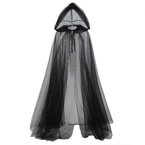 SUNTRADE Geist Kostüm Haunted Hooded Cape für Frauen Braut Hooded Halloween Cape Mantel (Schwarz) von SUNTRADE