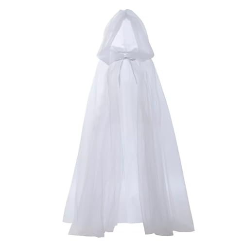 SUNTRADE Geist Kostüm Haunted Hooded Cape für Frauen Braut Hooded Halloween Cape Mantel (Weiß) von SUNTRADE