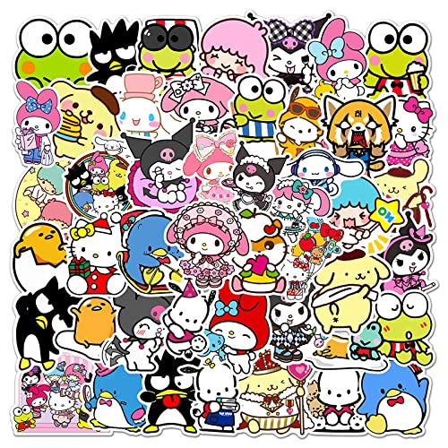 Anime Sanrio Sticker,50 Stück Wasserfeste Vinyl Aufkleber Set Mit Kawaii Hello Kitty/Kuromi/My Melody Stickers Graffiti Aufkleber für Skateboard Laptop Koffer Helm Motorrad Auto Fahrrad Handy von SUNYOVIME