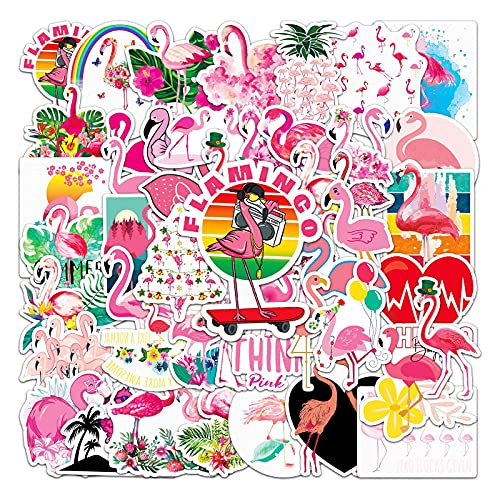 Flamingo Sticker,50 Stück Süße Aufkleber Set Wasserfeste Vinyl Aufkleber für Skateboard Laptop Koffer Helm Motorrad Auto Fahrrad Handy,Geeignet für Erwachsene Kinder von SUNYOVIME