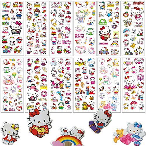 SUNYOVIME 3D Aufkleber Kinder 12 Blätter, Geschwolle Hellokitty Sticker für Kinder & Kleinkinder,Cartoon Hellokitty Belohnung Aufkleber für Mädchen Party Kindergeburtstag Gastgeschenke Mitgebsel von SUNYOVIME