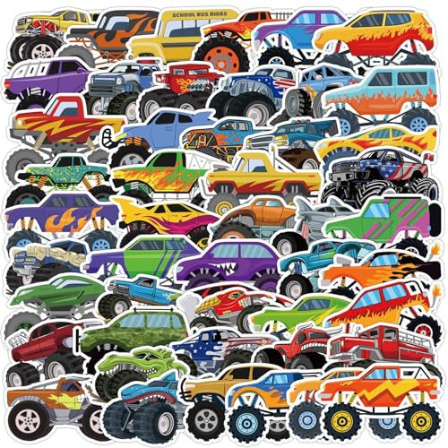 SUNYOVIME 50 Stück Monster Truck Sticker Set,Vinyl Sticker Wasserfest Graffiti Aufkleber für Laptop Skateboard Koffer Helm Auto Fahrrad Handy Scrapbook,Geschenk für Kinder Teenager Erwachsene von SUNYOVIME