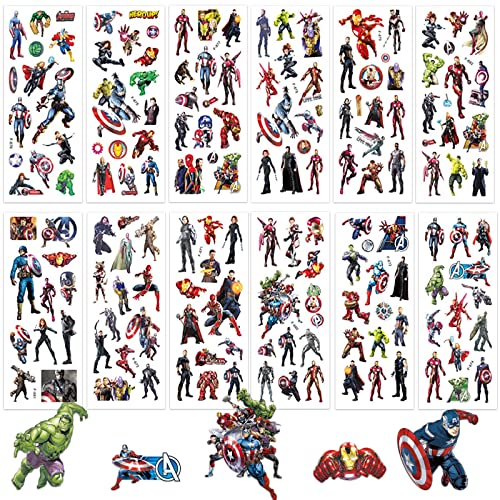 SUNYOVIME Superhelden 3D Sticker Kinder Kleinkinder,12 Blätter Aufkleber Sticker Set,Puffy Aufkleber Kinder,Avengers Sticker Mädchen Jungen für Kindergeburtstag Mitgebsel Gastgeschenke Party Deko von SUNYOVIME