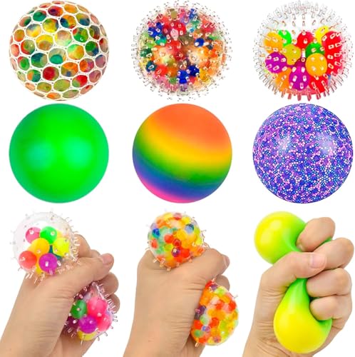 SUNZWO Quetschball Kinder – Bunte Anti-Stress Bälle, 12 Stück im Set, ideal als Stressball und Finger-Spielzeug für Kinder zum Spielen und Entspannen, farbenfrohe Quetschbälle in Einer Box von SUNZWO