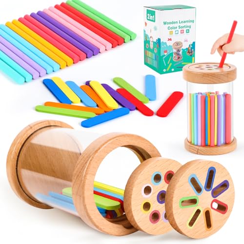 SUNtoys Wooden Montessori Spielzeug ab 1 2 3 Jahr, Holzspielzeug Motorikspielzeug ab 12 Jahr Kinderspielzeug ab 1-3 Jahre Baby Spielzeug Geschenk Mädchen Jungen 1 2 3 Jahre Lernspiele Spielzeug von SUNtoys