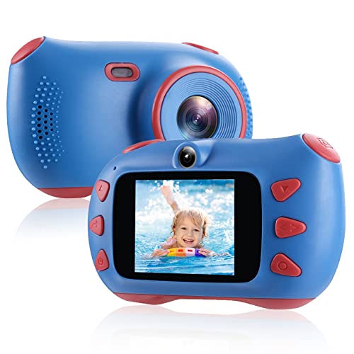 SUPBRO Kinder Kamera, Digitalkamera Kinder Selfie Fotoapparat Kinder mit 2,0-Zoll-Großbildschirm 32GB TF-Karte Kamera Kinder Geschenke Spielzeug für Mädchen Jungen Kinder Hund blau von SUPBRO