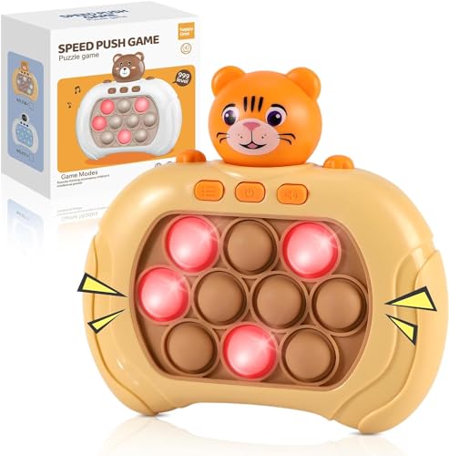 SUPER JOY Bubble Game Elektrisch - Fidget Toys Spiel Quick Push Bubble Game Elektrisch Push Up Spiel Speed Push Game Mini Handheld Controller Game Sensory Toys for Boy Girl Teen KidsTiger von SUPER JOY