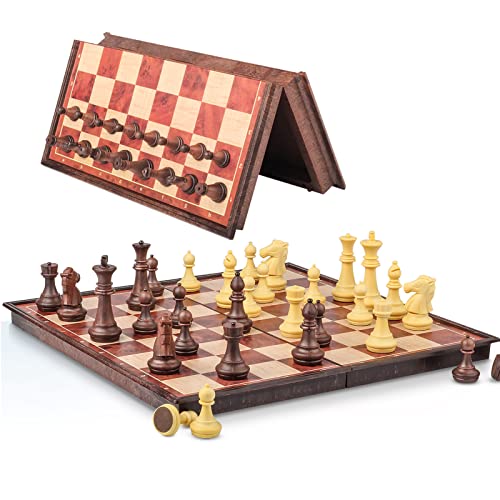 10 Inches Enhanced Magnetic Chess Set, Foldable Chess Board, Travel Chess Game of Exquisite Craftsmanship, Suitable for All Ages Chess Set (M(25cm*25cm)) von super winner