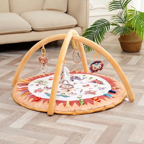 Baby Spielbogen Montessori 0-12 Monate | Evolutive Spieldecke mit Bogen für Mädchen und Jungen | Dicke und Bequeme Spielmatte | Sensorisches Activity Gym | Baby Krabbeldecke | Pädagogische Spielmatte von SUPERBE BEBE