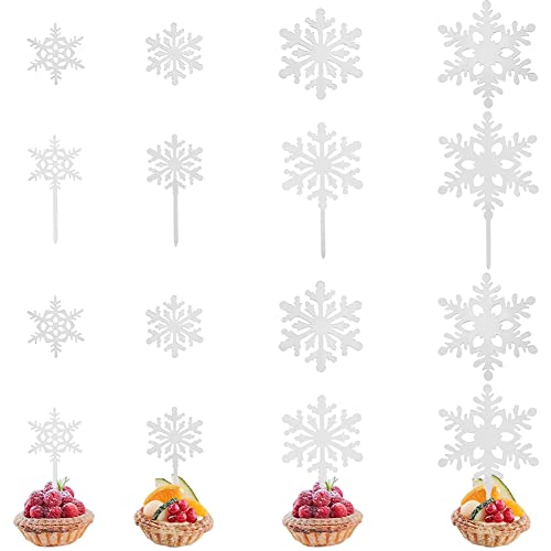 SUPERFINDINGS 32 St¨¹ck Acryl Schneeflocken Cupcake Topper 2 Stile Spiegel Kuchenaufsatz Thema Wei?e Kucheneins?TZE Dekorationen F¨¹r Hochzeit Weihnachten Geburtstagsfeier von SUPERFINDINGS