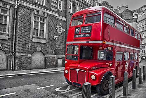 SUPERPOWER® 1000 Teile Vintage London Rot Bus Doppellagige Puzzlespiele aus Holz entspannen Ton Geist Puzzle Boxen Spielzeug Foto Rahmen Geschenke von SUPERPOWER