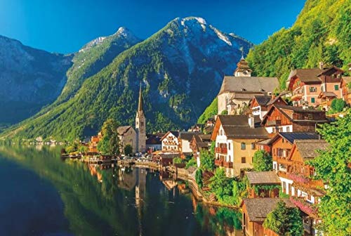 SUPERPOWER® Befleckt Kunst 1000 Stück Europäisch Österreich Hallstatt Seeufer Dorf Szenisch DIY Holzpuzzle zum Home Fotorahmen Wandschmuck, Finish Größe 30x20 Zoll von SUPERPOWER