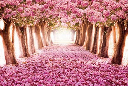 SUPERPOWER® Frühling Kirschbäume Wald Landschaft Romantisch Rosa Sakura Allee 1000 Stück Erwachsene Spielzeug Hölzern Ölgemälde Puzzles, Finish Größe 30x20 Zoll von SUPERPOWER