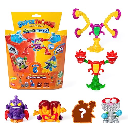 Superthings Serie Mutant Battle – Packung mit 6 Stück – enthält 4 SuperThings (1 silberner Kapitän) und 2 Exoskeletons. 3 x 6 Stück von SUPERTHINGS RIVALS OF KABOOM