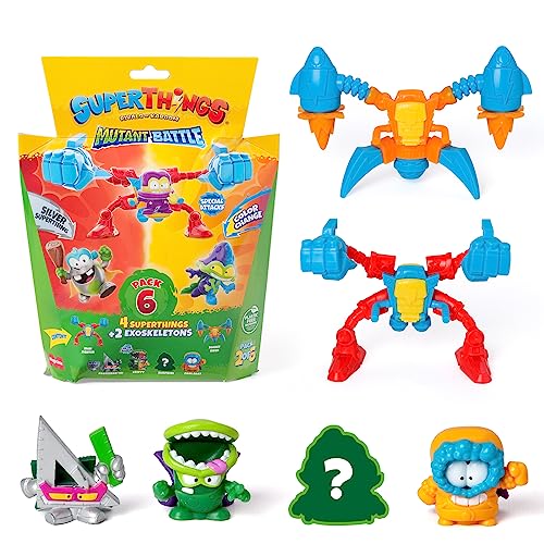 Superthings Serie Mutant Battle – Packung mit 6 Stück – enthält 4 SuperThings (1 silberner Kapitän) und 2 Exoskeletons, Packung mit 2 x 6 Stück von SUPERTHINGS RIVALS OF KABOOM