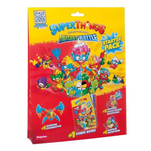 Superthings Serie Mutant Battle – Starter-Pack, Magazin, inklusive Comic-Guide zur Geschichte der Serie + 1 Exoskeleton Überraschung + 2 SuperThings Überraschungen (1 Farbwechsel) von SUPERTHINGS RIVALS OF KABOOM