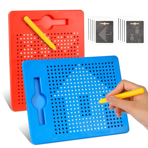 SUPRBIRD 2 Stück Magnetische Zeichenbretter Stahlkugel Kritzel Tafel mit Stift, Magnet Zeichenblock für Kinder Malen Schreiben Pädagogische Geschenke, Magnet Spielzeug Kinder, ab 3 Jahre(Rot, Blau) von SUPRBIRD