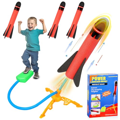 Raketen Spielzeug für Kinder mit 3 Schaumraketen,Outdoor Spielzeug ab 3-12 Jahre Junge,Kinderspielzeug Raketen Luftdruck Gartenspiele,Geschenke für Jungen Mädchen von SUPRBIRD