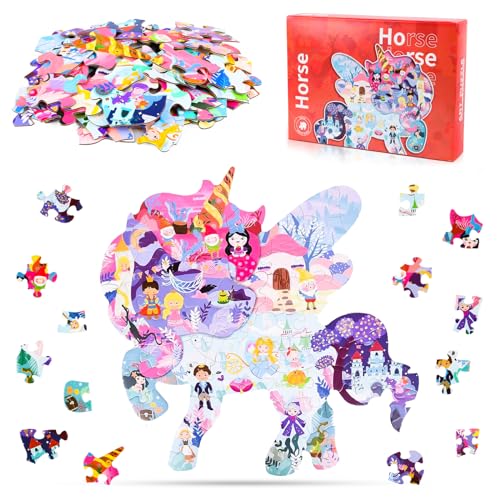 Einhorn Puzzle, Puzzle 60 Teile, Puzzle ab 5 Jahre für Mädchen, Besondere Puzzle für Kinder, Witzig Kinderpuzzle Geschenk,Tier Puzzle ab 3-10 Jahren für Jungen Mädchen von SUPRROW