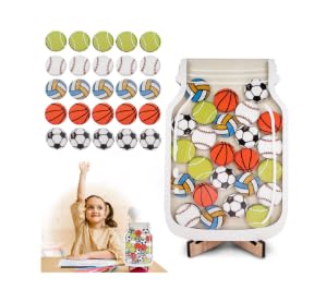 SUPRROW Belohnungsglas Kinder Ball Reward Jar,belohnungssystem Kinder,Belohnungssystem Klassenzimmer,Fußball Basketball Tennis Anreizglas aus Holz,für Gebrauch zu Hauseund in der Schule von SUPRROW