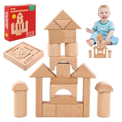 SUPRROW Holzspielzeug,Bastelklötzchen Holz,bauklötze Baby,Holzbausteine Set zum Lernspielzeug,bausteine Holz für Kinder ab 2 3 4 5 6 Jahr von SUPRROW