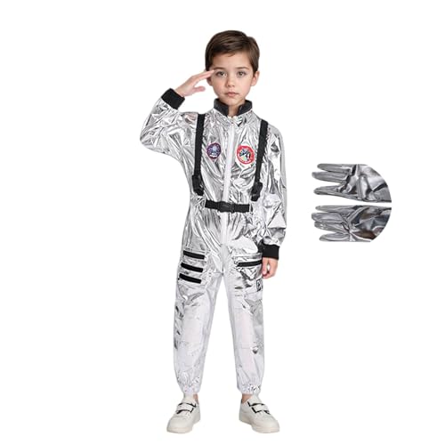 Kinder Astronauten-Kostüm Authentisch Cool Verkleidung mit Handschuhen Reißverschluss Raumanzug Weltraum Fasching Aufnäher Silberne Akzente Jumpsuit für Karneval Kinder Astronauten-Kostüm Authentisch Cool Verkleidung mit Handschuhen Reißverschluss Raumanzug Weltraum Fasching Aufnäher Silberne Akzente Jumpsuit für Karneval von SUPTTING