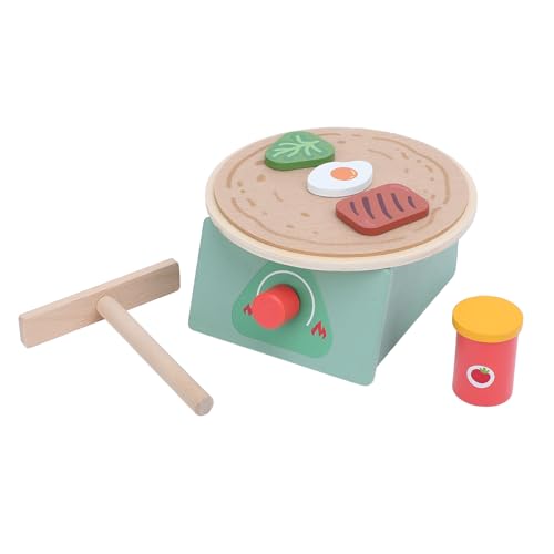 Fantasievolles Holz-Pfannkuchen-Spielset für, Pädagogisches Rollenspiel-Essensspielzeug-Kochset für ab 3 Jahren von SUPYINI