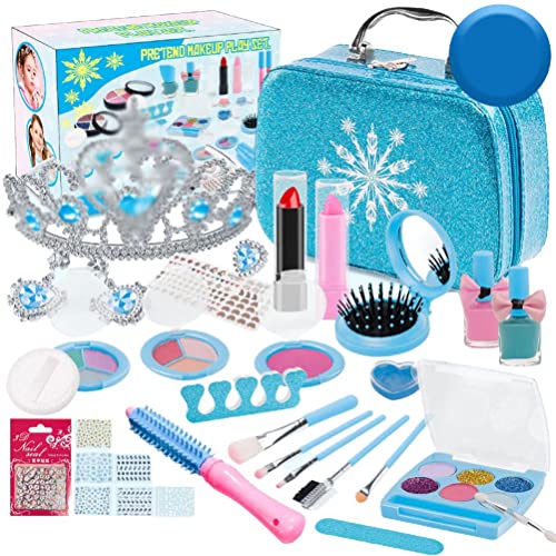 Kinder-Make-up-Sets für Mädchen, 32-teilig/27-teilig, Waschbares Make-up-Set für Mädchen, Kosmetik-Make-up-Set mit Beauty-Kosmetiktasche. Make-up-Starter-Set, (B) von SUPYINI