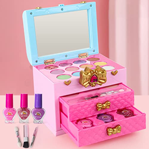 Kinderschmink-Set Mädchen, Make-up-Set Mädchen, waschbares Make-up-Set mit modischer tragbarer Make-up-Tasche, Simulationsspiel Mädchen von SUPYINI