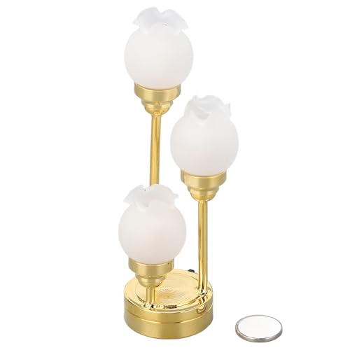 Miniaturlampe für Puppenhaus, 3 Blütenknospen Puppenhaus Miniaturlampe, 1:12 Skala Deckenleuchte Requisite für Puppenhauszubehör Gold von SUPYINI