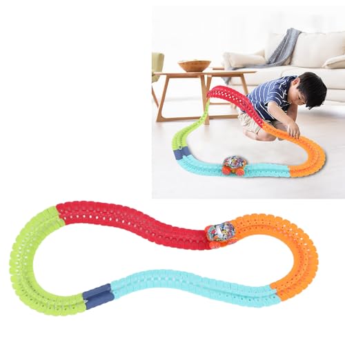 Rennwagen-Streckenset, Im Dunkeln Leuchtende Rennstrecke, Austauschbares, Flexibles, Weiches Rennwagen-Bauspielzeug für Kinder und Mädchen (95PCS) von SUPYINI