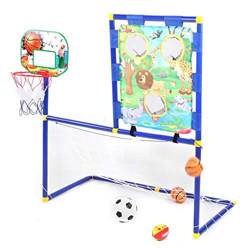 SUPYINI 3-in-1 Mini-Sportballständer, Fußballtor, Basketballständer, Kombination Mehrere Spieler, Übungsspielzeug, Lustiges und Unterhaltsames Jungen und Mädchen von SUPYINI