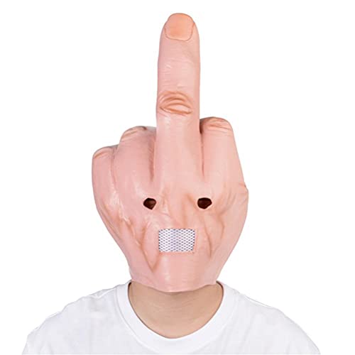 SUPYINI Mittelfingermaske, Halloween-Kostümmaske, Vollkopf-Latexmaske, Cosplay-Party-Requisiten für Erwachsene (A) von SUPYINI