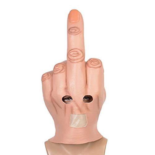 SUPYINI Mittelfingermaske, Halloween-Kostümmaske, Vollkopf-Latexmaske, Cosplay-Party-Requisiten für Erwachsene (B) von SUPYINI