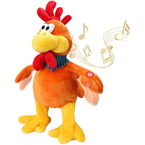 SUPYINI Musikalisches Kreischendes Hühnerspielzeug, 15-Zoll-Plüschtier „ Crazy Chicken“ mit Großem Roten Kamm und Schwanz, Singender, Winkender Hahn, Elektronisches Interaktives von SUPYINI