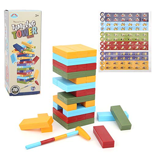 SUPYINI Pädagogisches Tumbling Tower-Brettspiel für Kinder – Kunststoff-Stapelblöcke-Set, Unterhaltsame Balancier-Herausforderung für Kinder von SUPYINI