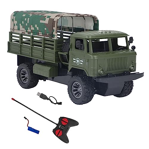 SUPYINI RC-Militär-LKW, Abnehmbares 4-Kanal-Zelt, Ferngesteuertes Fahrzeug, Militär-LKW mit Licht für Kinder ab 6 Jahren (Armeegrün) von SUPYINI