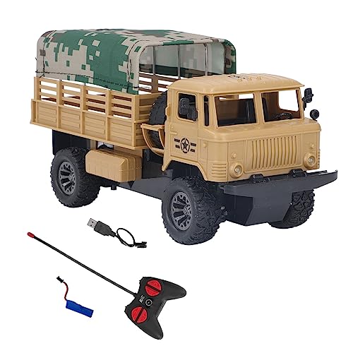 SUPYINI RC-Militär-LKW, Abnehmbares 4-Kanal-Zelt, Ferngesteuertes Fahrzeug, Militär-LKW mit Licht für Kinder ab 6 Jahren (Wüstenfarbe) von SUPYINI