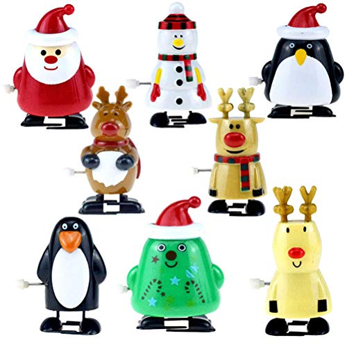 SUPYINI WeihnachtsAufziehspielzeug, 8 Stück, Pinguin Weihnachtsbaum Weihnachtsmann Schneemann Elch Uhrwerk-Spielzeug Figuren Ornamente Partyzubehör Gastgeschenke (Bunt) von SUPYINI