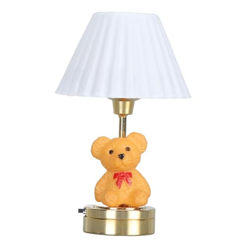 Tischlampe, Puppenhaus-Tischlampenmodell Im Maßstab 1:12 mit Teddybär, Puppenhaus-Bär-Tischdekoration, Realistische LED-Lampe, Puppenhaus-Bär-Nachttischlampe von SUPYINI